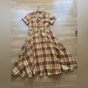 Collectif Red and Yellow Plaid Caterina Swing dress